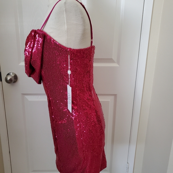 Ronny Kobo Linsay Pink Sparkle Sequins Cocktail Mini Dress Women's Size Medium - Picture 3 of 11